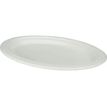 Jednorázové nádobí Talíř oválný z cukrové třtiny 32cm / 50ks