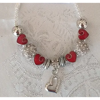 Náramek Náramek ve stylu PANDORA - Valentýn - srdíčko s kamínky (délka 18cm)