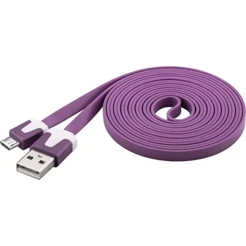 Datový kabel OEM Kabel PremiumCord USB 2.0 - micro USB 2.0. M/M 2 m, plochý PVC, fialový KU2M2FP3