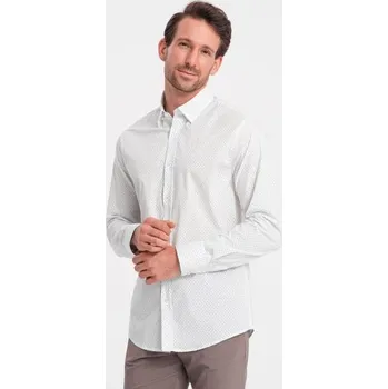 Pánská košile Pánská bavlněná košile REGULAR FIT s mikro vzorem bílá
