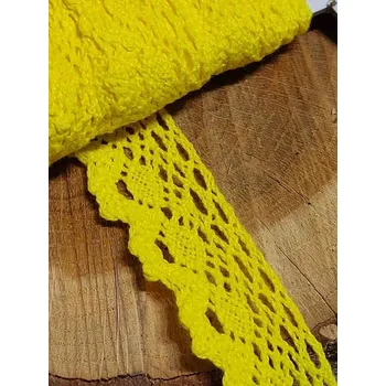 Krajka Bavlněná krajka šíře 28 mm paličkovaná žlutá