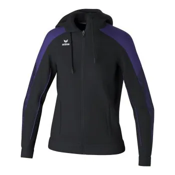 Dámská větrovka ERIMA EVO STAR TRÉNINKOVÁ BUNDA S KAPUCÍ - DÁMSKÁ - Černá, Fialová - velikost 40