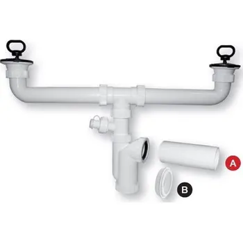 Sifon dvoudřezový s pračkovým vývodem DN 50