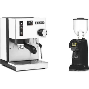 Kávovar Rancilio Silvia E, white + Eureka Helios 65, black