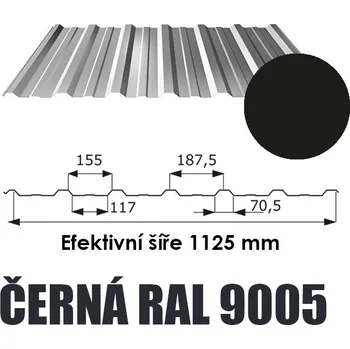 plechová krytina BP2 Trapézový plech T18 ECO 0,5mm ČERNÁ Délka 4,5 m