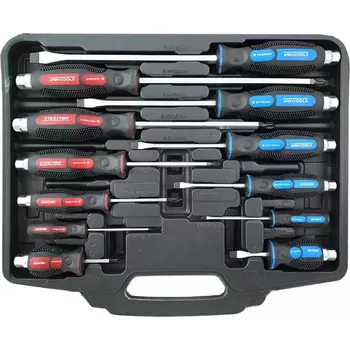 Šroubovák šroubováky ploché PL3,2 - PL9,5, křížové PH0 - PH4, 6-ti hranný dřík, úderové, sada 12 dílů - 100-05540