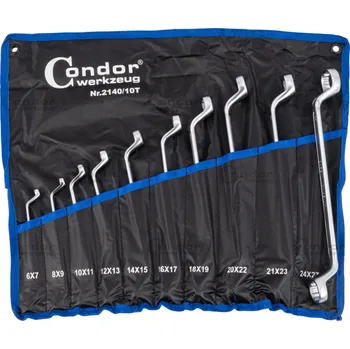Condor klíče očkové 6 - 27 mm, vyhnuté 75°, sada 10 dílů, v textilním obalu - 100-08021