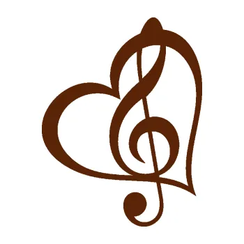 Samolepící dekorace Houslový klíč 003 v srdíčku (15 - hnědá) SAMOLEPKA NA AUTO, NÁLEPKA, FÓLIE, POLEP, TUNING, VLASTNÍ TEXT, TISK, AUTOSAMOLEPKY.cz, POLEPY, OBRÁZEK, LOGO, 3D STICKERS