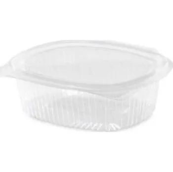 Dóza na potraviny dóza oválná 150 ml s integrovaným víkem, PET - transparentní (50 ks/balení)