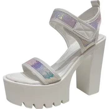 Chlapecká obuv Vysoké sandály na suchý zip s přelivy Barva: Bílá, Velikost: 40