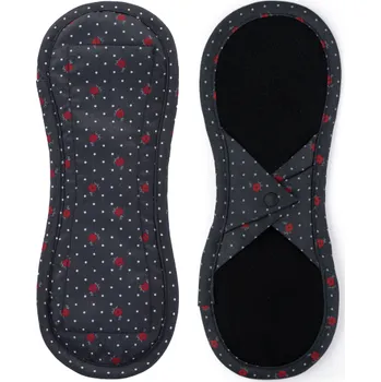 Bamboolik Látková slipová vložka z biobavlny - Saténová Červené kvítky na tmavě šedé