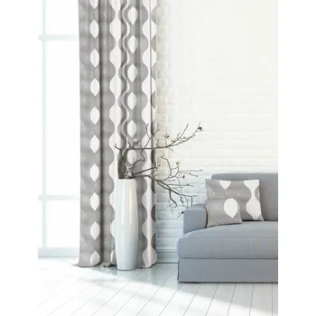 Závěs Závěs dekorační nebo látka, New York Oblázkové vlny, béžovošedý, 150 cm