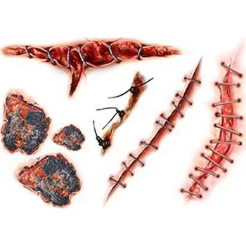 Odstranitelné tetování Nalepovací rány a jizvy 2 - sada halloweenských tetovaček