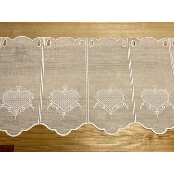 Záclona GERSTER Luxusní vyšívaná záclona GERSTER SRDÍČKO 11807 smetanová 35 cm