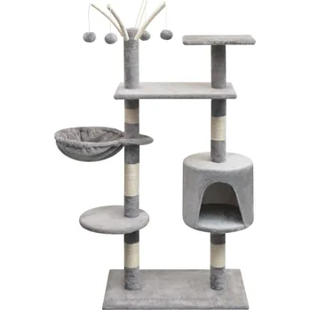 ZBXL Škrabadlo pro kočky se sisalovými sloupky, 125 cm, šedá