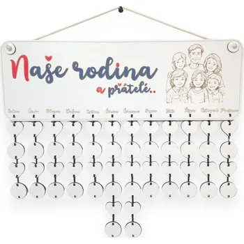 Party dekorace VypálímTi.cz Kreativní rodinný kalendář - Naše rodina 60cm