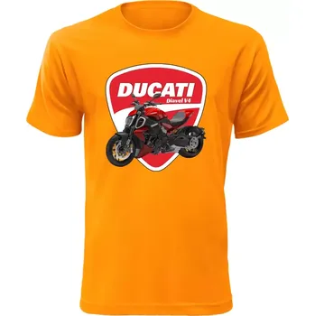 Pánské tričko s motorkou Ducati Diavel V4 oranžové