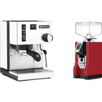 Kávovar Rancilio Silvia BC, white + Eureka Mignon Bravo, CR ferrari red