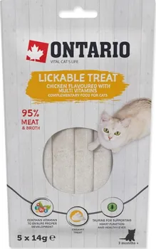 Pamlsek pro kočku Ontario Lízací pochoutka kuřecí s multivitaminy 5x 14 g