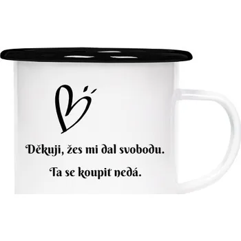 Plecháček - smaltový lem s potiskem Rozchodový hrnek