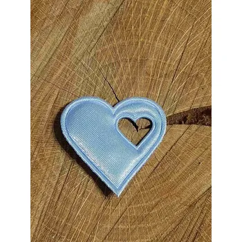 Nášivka Aplikace saténová srdce s malým uvnitř barva modrá světlá