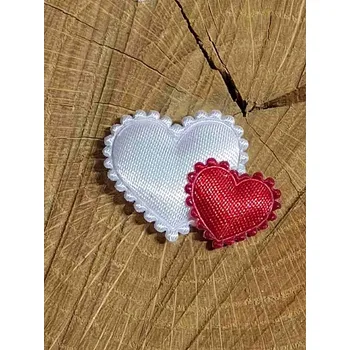 Nášivka Aplikace saténová srdíčka malá barva bílá červená