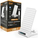 Aligator Bezdrátový Qi stojánek s USB-C konekt. 15W bílý
