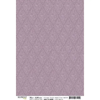 Barevný papír Reprint Scrapbookový papír Reprint, A4 - Medailonky, fialové