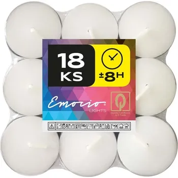 Svíčka Emocio Čajové svíčky 18 ks bílé