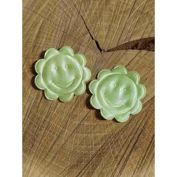 Nášivka Aplikace saténová kytička s úsměvem barva zelinkavá