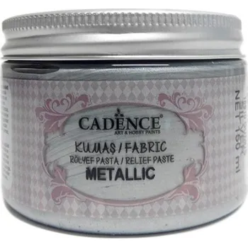 Speciální výtvarná barva Cadence Metalická 3D pasta na textil Cadence Fabric Metalic, 150 ml - stříbrná