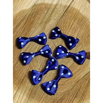 Stuha Saténová mašlička s puntíky 20x40 mm tmavě modrá
