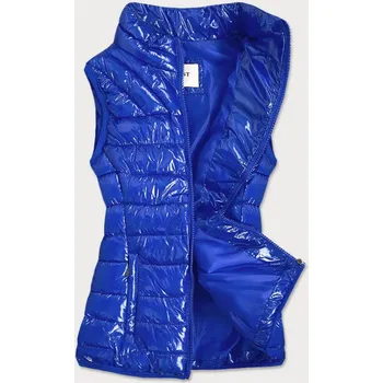 Dámská vesta Světle modrá dámská lesklá vesta se stojáčkem (B0107) odstíny modré S (36)