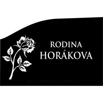 Smuteční dekorace Náhrobní deska 15 x 10 cm rodina s růží písmo bílé