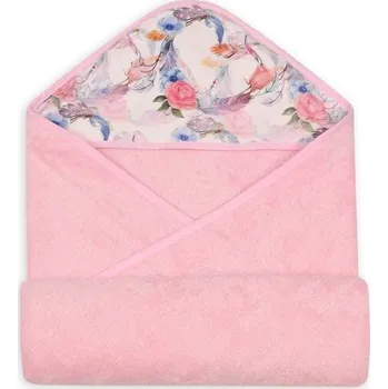 BabyMatex Osuška s kapucí 100x100cm Bamboo Design č.10 RŮŽOVÁ