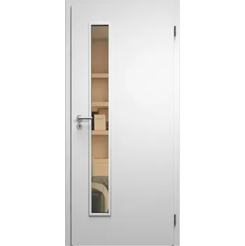 Interiérové dveře SAPELI ELEGANT KOMFORT M60 - CPL LAMINÁT - OTOČNÉ DVEŘE VČ. ZÁRUBNĚ - Bílá pór Průchozí šířka (cm): 70, Průchozí výška (cm): 197, Typ skla: Planibel bronz