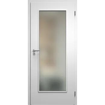 Interiérové dveře SAPELI ELEGANT KOMFORT M40 - CPL LAMINÁT - OTOČNÉ DVEŘE VČ. ZÁRUBNĚ - Bílá pór Průchozí šířka (cm): 90, Průchozí výška (cm): 197, Typ skla: Satináto bílé