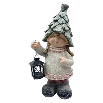 Dekorace jezírka Prodex Holčička s lucernou lístková čepice 46 x 20 cm Prodex MN2105011A18