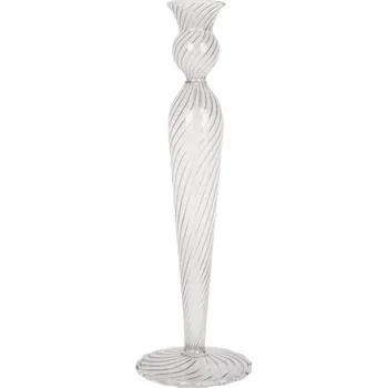 Svícen Skleněný svícen Swirl L čirý 26,5 cm Present Time (Barva-čirá, sklo)