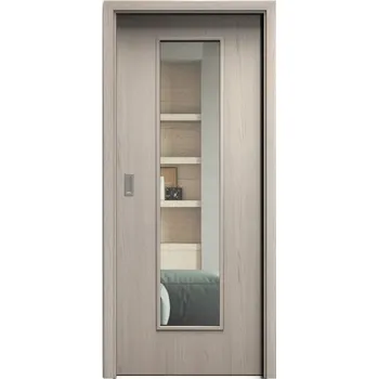 Interiérové dveře SAPELI ELEGANT KOMFORT M55 - CPL LAMINÁT - POSUVNÉ DVEŘE VČ. ZÁRUBNĚ - Borovice bílá Průchozí šířka (cm): 120, Průchozí výška (cm): 197, Typ skla: Čiré sklo