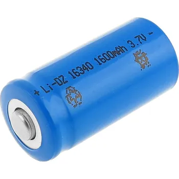 Článková baterie Nabíjecí baterie 16340 1600mAh 3,7V (Kvalitní baterie na nabíjení 16340 3,7V, rozměry: celková délka 3,3cm, průměr 1,6cm)