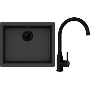 Granitový dřez Set Schock S28-1 (dřez Kiruna N-100L Dusk + baterie Kavus Puro + komponenty Puro)