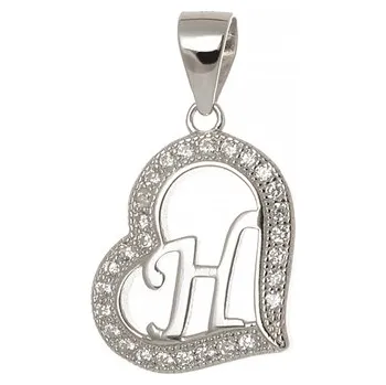 Přívěsek Stříbrný přívěšek srdíčko s písmenem H 67910F