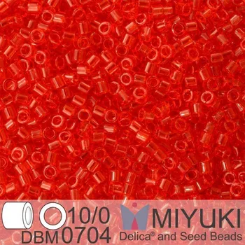 Korálek Korálky Miyuki Delica 10/0. Barva Tr Red Orange DBM0704. Balení 5g.