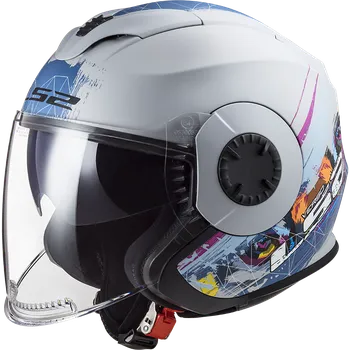 Helma na motorku Otevřená helma LS2 OF570 VERSO SPRING MATT SILVER BLUE XXL