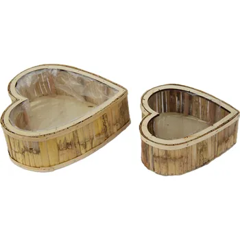 Srdce z bambusu natural - set 2 ks