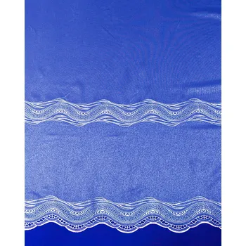 Záclona sablé V133 vyšívaná vlnka, s bordurou, bílá, výška 140cm ( v metráži)
