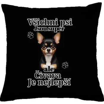 Polštář bavlněný s potiskem Čivava nej