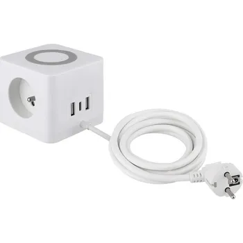 Elektrická zásuvka STREND PRO Zásuvka Strend Pro, predlžovacia kocka, USB A+C, wireless nabíjanie, 1,4 m