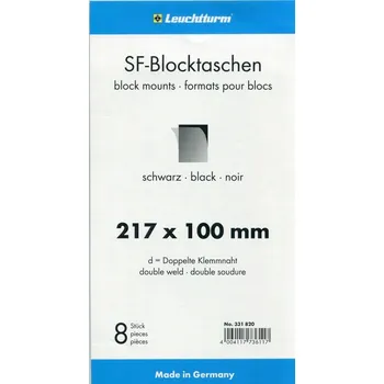 Obal pro sběratelský předmět Hawid blok 217 x 100 mm (d) černé - balení 8 ks
